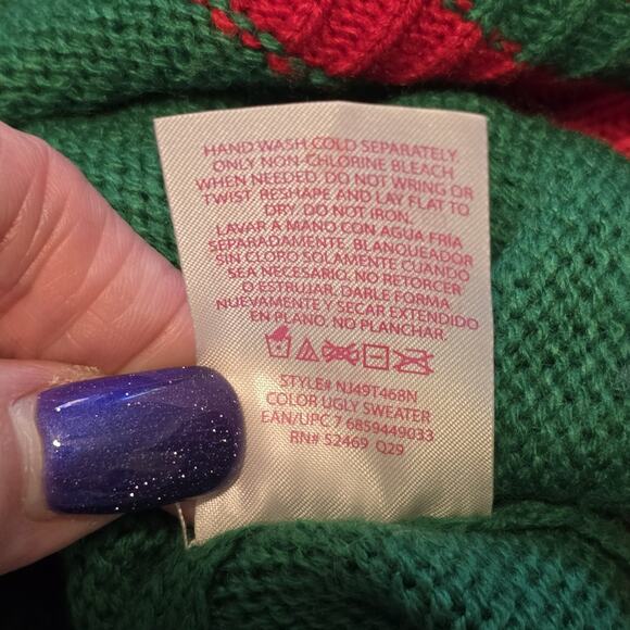 No Boundaries Ugly Christmas Sweater Womens Size Large Green Red Holiday Party - Picture 5 of 12